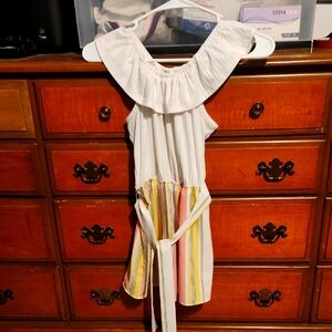 White and Multicolor Striped Summer Romper